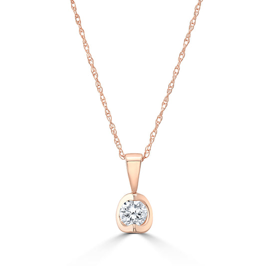 0.20 Ctw Diamond Solitaire Tension-Set Pendant with Chain