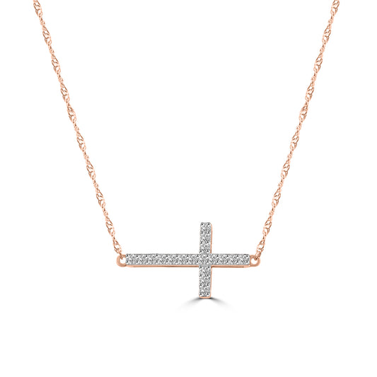0.20 Ctw Cross Diamond Pendant with Chain