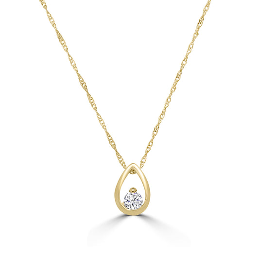 0.10 Ctw Diamond Pear Shaped Solitaire Pendant with Chain