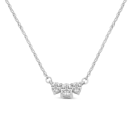 0.20 Ctw Three Stone Diamond Pendant with Chain