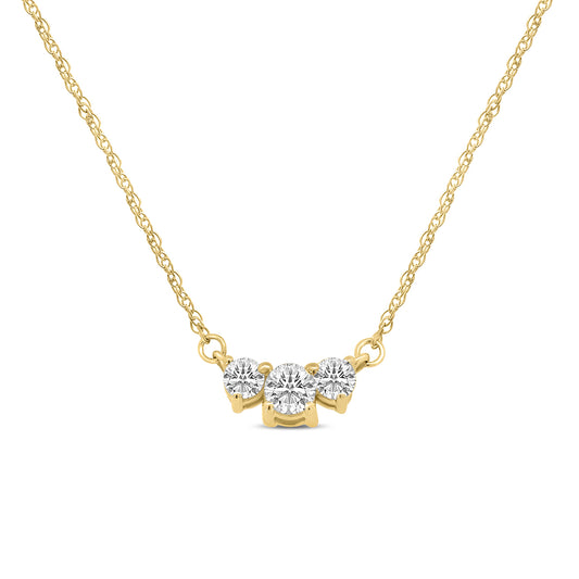 0.20 Ctw Three Stone Diamond Pendant with Chain