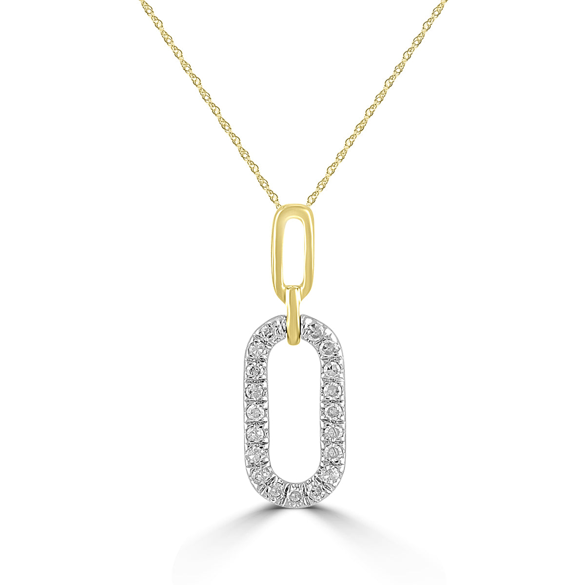 0.07 Ctw Diamond Paper Clip Pendant with Chain