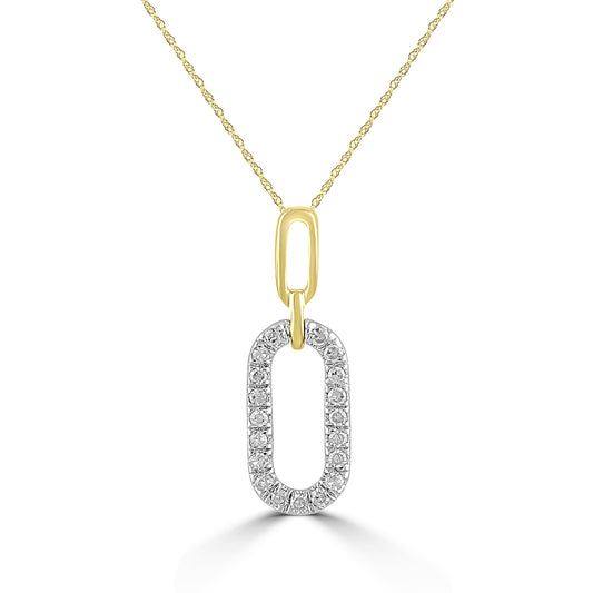 0.07 Ctw Diamond Paper Clip Pendant with Chain