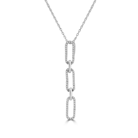 0.10 Ctw Diamond Paper Clip Pendant with Chain