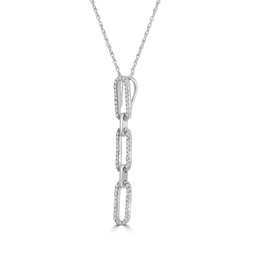 0.10 Ctw Diamond Paper Clip Pendant with Chain