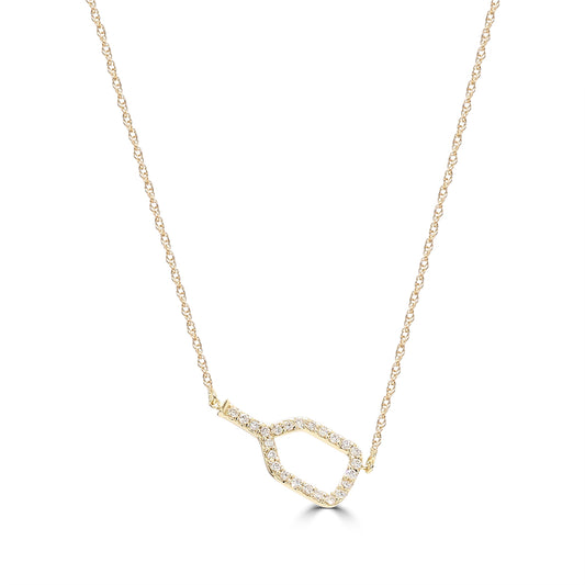 Classic Standard 4 Prong  0.25 Ctw Diamond Pickleball Pendant with Chain