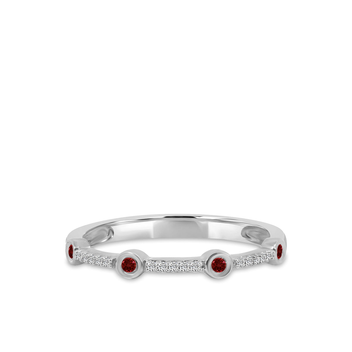 0.05 Ctw Station Diamond Band with Ruby