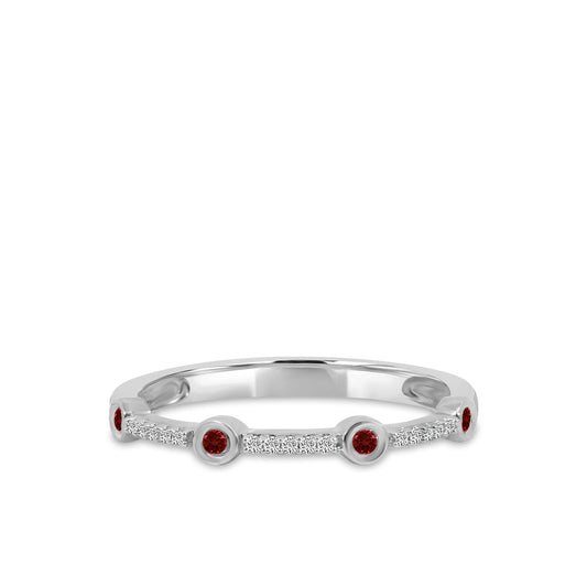 0.05 Ctw Station Diamond Band with Ruby