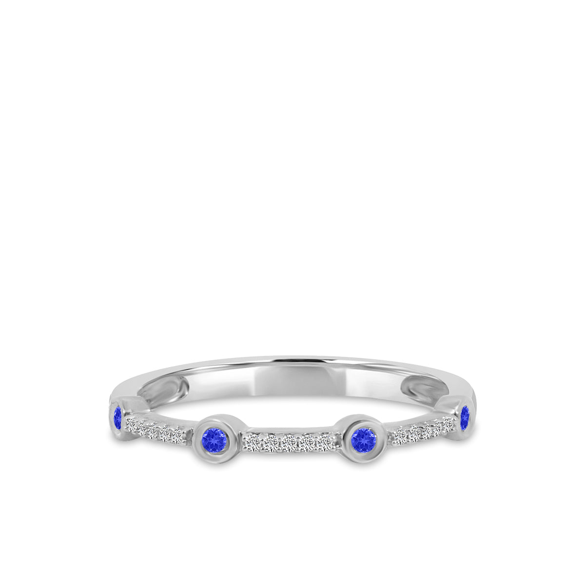 0.05 Ctw Station Diamond Band with Sapphire