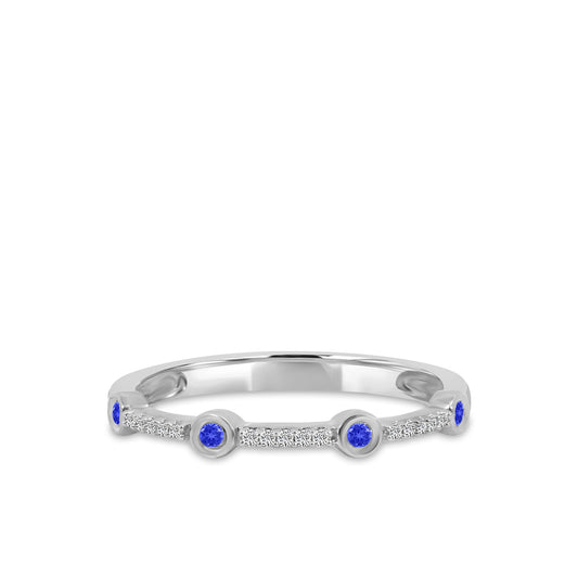 0.05 Ctw Station Diamond Band with Sapphire