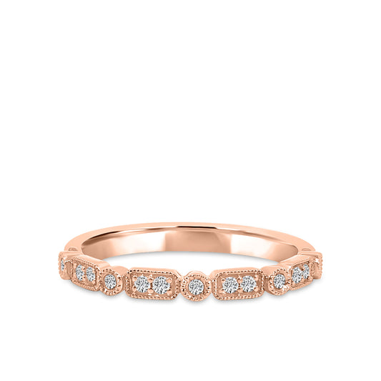 0.13 Ctw Hexagon and Dot with Milgrain Diamond Band