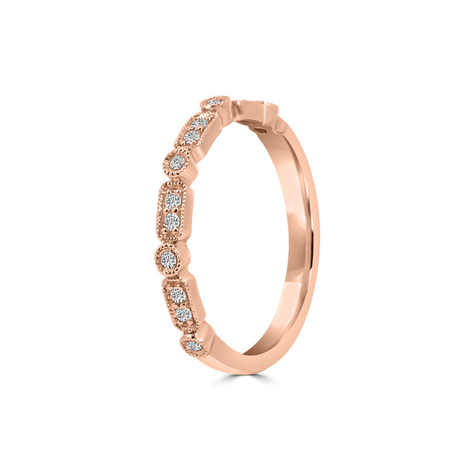 0.13 Ctw Hexagon and Dot with Milgrain Diamond Band