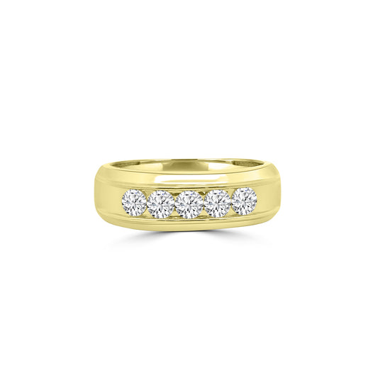 1.50 Ctw Men's Five Stone Diamond Band With Gallery