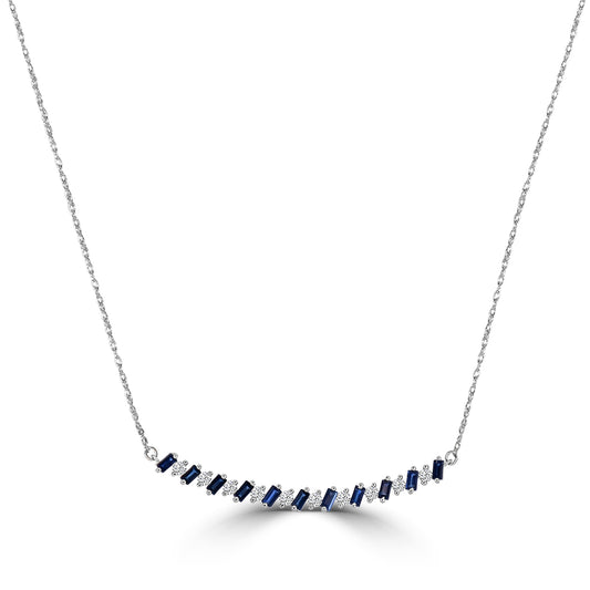 0.20 Ctw Diam and Sapphire Necklace