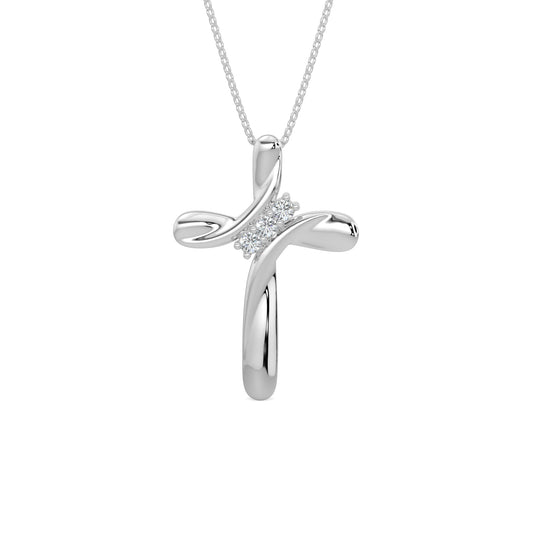 0.05 Ctw Cross Diamond Pendant with Chain