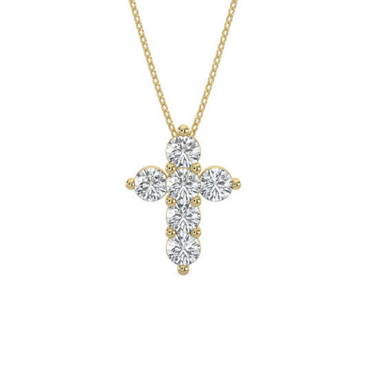 0.50 Ctw Shared Prong Cross Diamond Pendant with Chain