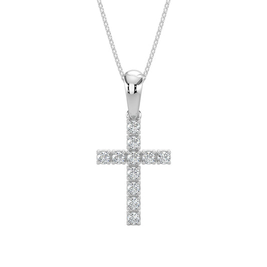 0.25 Ctw Cross Diamond Pendant with Chain