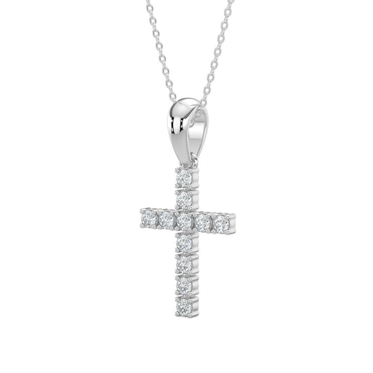 0.25 Ctw Cross Diamond Pendant with Chain