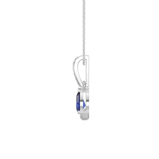 0.05 Ctw Diamond and Sapphire Teardrop Pendant with Chain