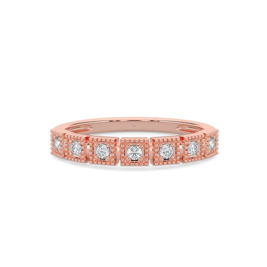 0.15 Ctw Squared Bezel with Milgrain Diamond Band