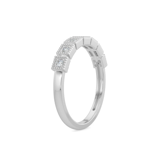 0.15 Ctw Squared Bezel with Milgrain Diamond Band