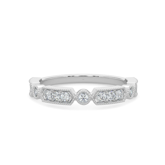 0.25 Ctw Hexagon and Dot with Milgrain Diamond Band