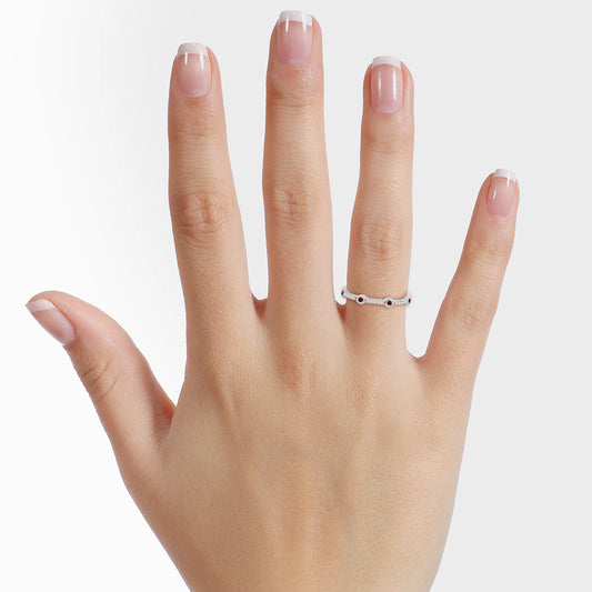 0.05 Ctw Station Diamond Band with Ruby