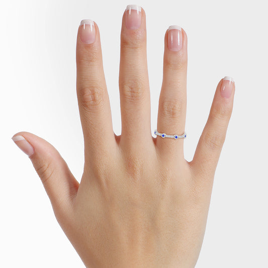 0.05 Ctw Station Diamond Band with Sapphire