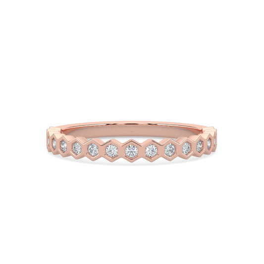 0.25 Ctw Hexagon with Miligrain Diamond Band