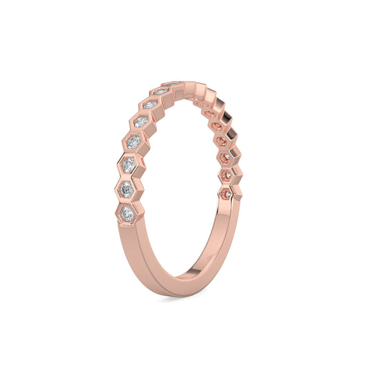 0.25 Ctw Hexagon with Miligrain Diamond Band