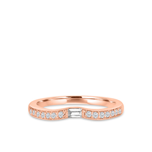 0.50 Ctw Curved Centered Baguette with Milgrain Diamond Band