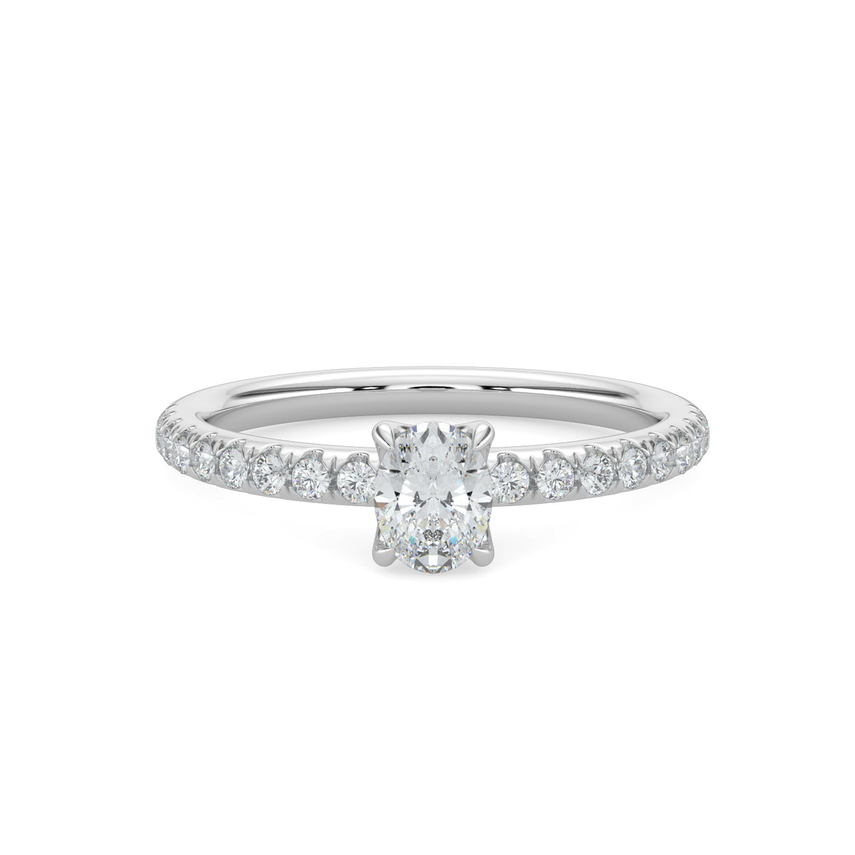 W 0.50 Ctw Classic Diamond Engagement Ring (0.30 Ctw Oval Center)