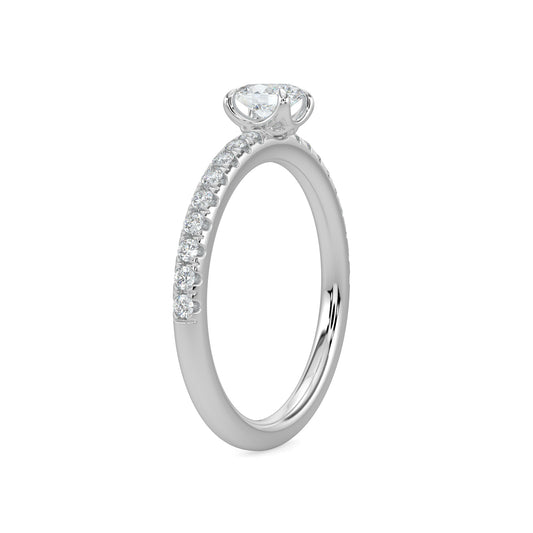 14KWW 0.50 Ctw Classic Diamond Engagement Ring (0.30 Ctw Oval Center)