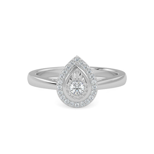 0.16 Ctw Halo Pear Shaped Diamond Ring with Miracle Setting
