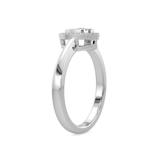 0.16 Ctw Halo Pear Shaped Diamond Ring with Miracle Setting