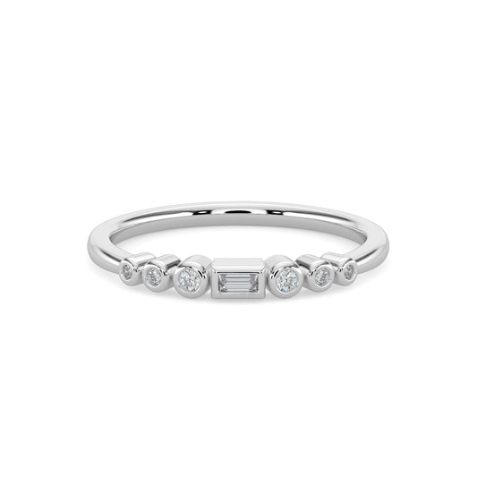 0.10 Ctw Dot with Center Baguette Diamond Band