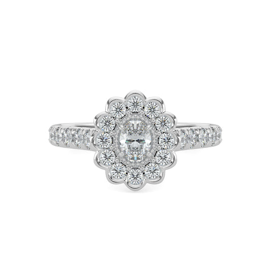 1.00 CTW Bridal Flower Ring with 0.20 Oval Center