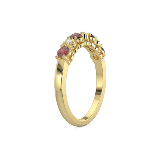 0.04 Ctw Diamond and Alt Ruby Diamond Band with Miracle Plate Setting.