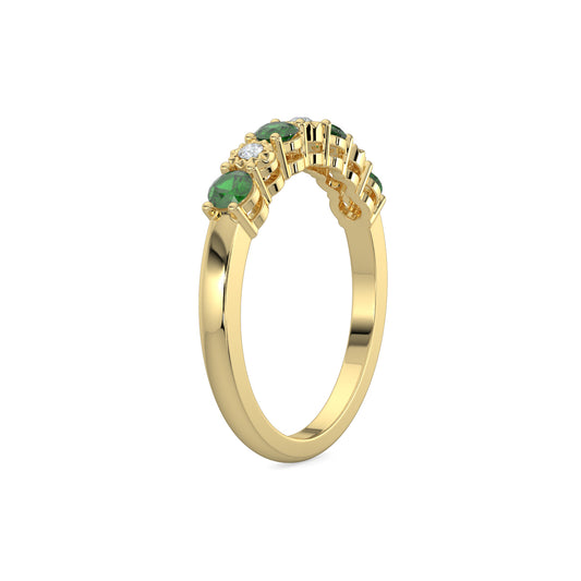 0.04 Ctw Diamond and Alt Emerald Diamond Band with Miracle Plate Setting.