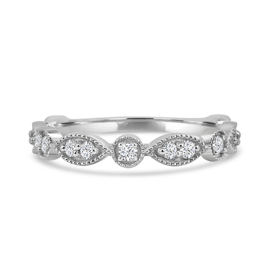 0.25 Ctw Marquise and Dot with Milgrain Diamond  Band
