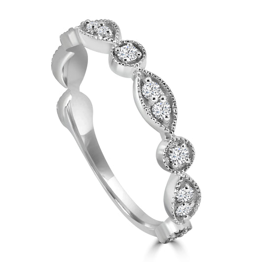 0.25 Ctw Marquise and Dot with Milgrain Diamond  Band
