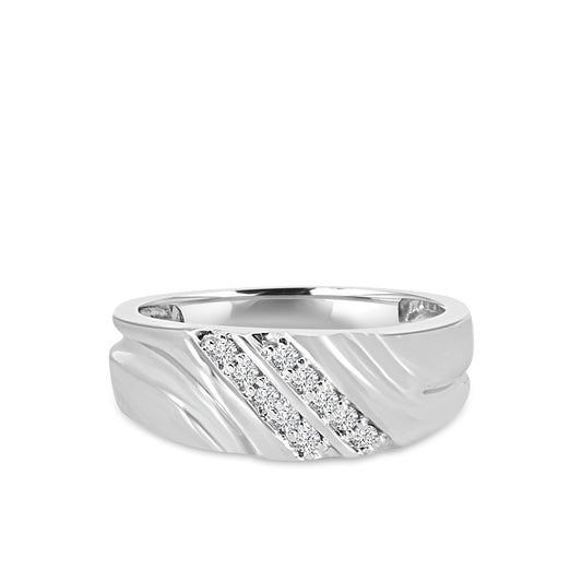 0.20 Ctw Men's Diagonal Double Row Diamond Band