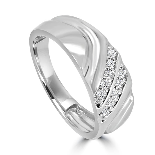 0.20 Ctw Men's Diagonal Double Row Diamond Band
