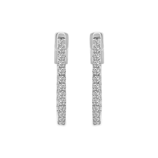 0.75 Ctw Inside Out Diamond Oval Shape Earring Hoop