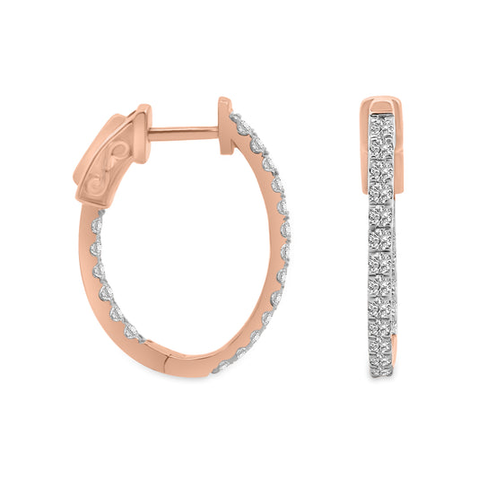 0.75 Ctw Inside Out Diamond Oval Shape Earring Hoop