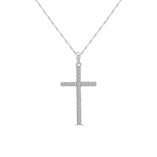 0.25 Ctw Cross Diamond Pendant with Chain