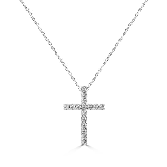 0.50 Ctw Cross Diamond Pendant with Chain