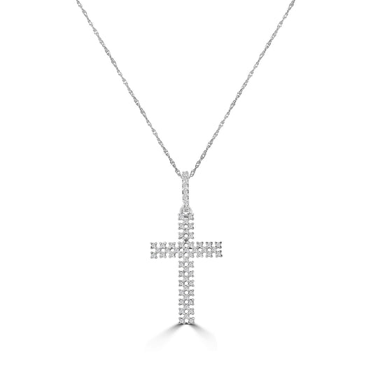 0.25 Ctw Cross Diamond Pendant with Chain