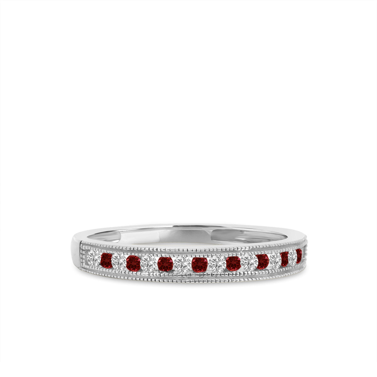 0.13 Ctw Diamond Band in Milgrain with Alt Ruby