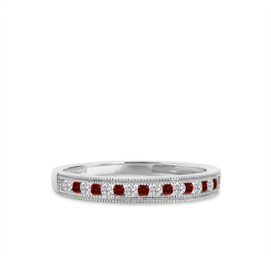 0.13 Ctw Diamond Band in Milgrain with Alt Ruby